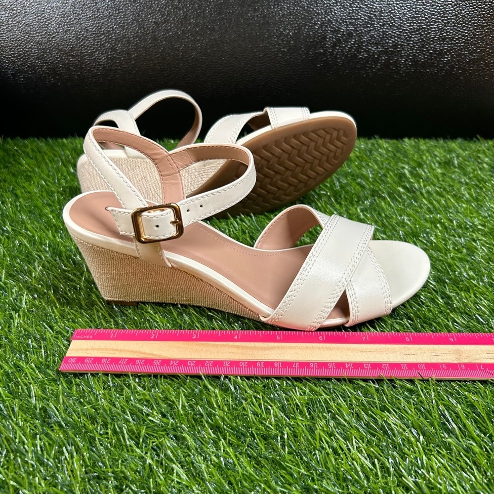 Cole Haan Grand 360 Wedge Sandals Womens size 7 Cream Leather Strappy New - Picture 12 of 13